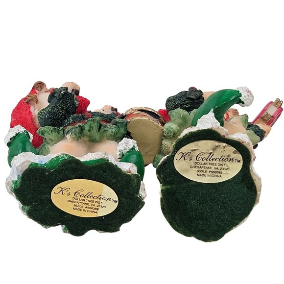 Ks Collections Christmas Elf Figurines Drum Tambourine Set of 2 Holiday Decor - Picture 10 of 10